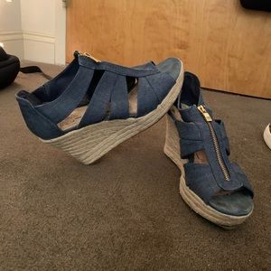 denim wedges